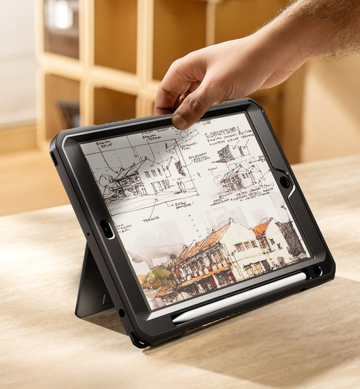 Husă Dexnor 360° cu curea și suport pentru stylus pentru iPad 10,2" 2021/2020/2019 (generația a 9-a/a 8-a/a 7-a)