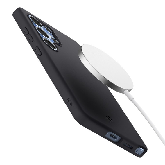 Carcasă Spigen pentru Samsung Galaxy S25 Ultra, Silicone Fit Mag, negru + sticlă călită