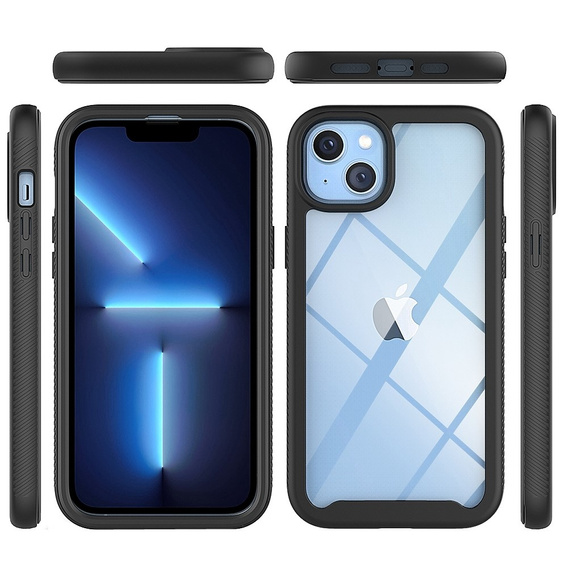 Carcasă pentru iPhone 14, Shockproof, cu folie, negru