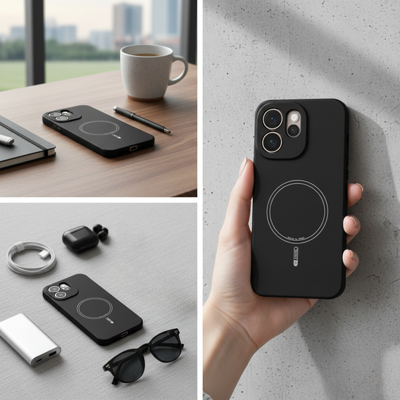 Husă din silicon Lite pentru MagSafe pentru Oppo Reno 15 FS, negru