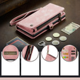 Husă CASEME pentru Samsung Galaxy A56 5G, Retro Leather Wallet, cu curea de umăr, roz