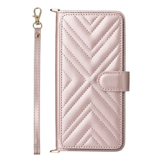 Carcasă cu clapetă pentru Xiaomi Redmi A5, Crossbody Leather Wallet, roz