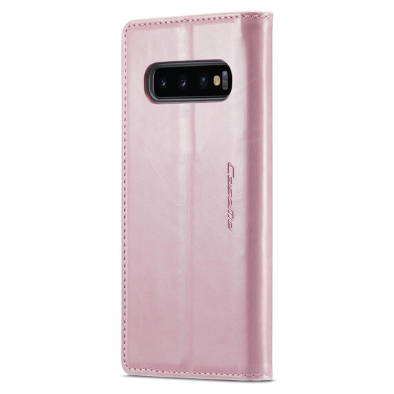 Carcasă flip CASEME pentru Samsung Galaxy S10+ Plus, Waxy Textured, roz