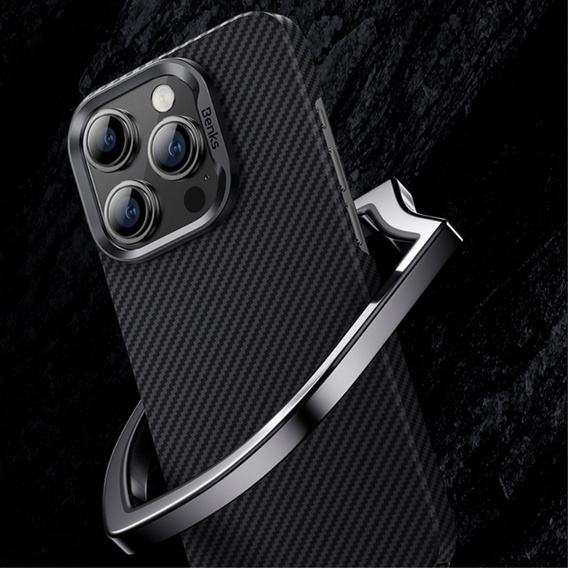 Carcasa BENKS Kevlar pentru iPhone 15 Pro Max, Carbon Fiber, negru