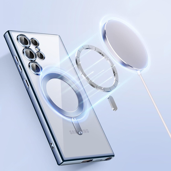 Husă pentru Samsung Galaxy S25 Ultra, Electro MagSafe, albastru închis + Sticlă pentru ecran
