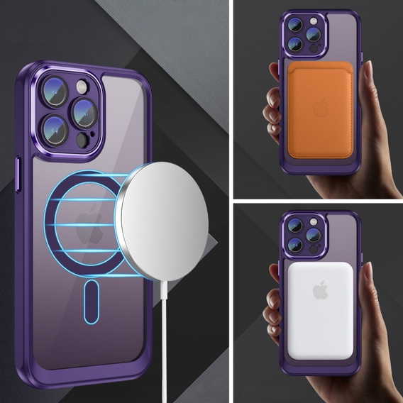 Husă pentru iPhone 15 Pro, ERBORD Impact Guard, MagSafe, violet închis