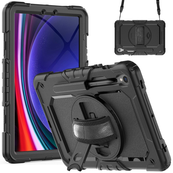Husa blindată pentru Samsung Galaxy Tab S10 Lite / S10 FE / S9 FE, carcasă de protecție 360 cu slot pentru stylus, negru