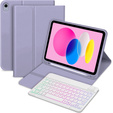 Husă cu tastatură bluetooth iluminată pentru iPad 10.9 2022 (10 gen.), violet