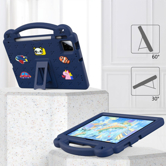 Husă pentru copii pentru Xiaomi Pad 7 / 7 Pro, Cute Patterns, cu suport, albastru închis