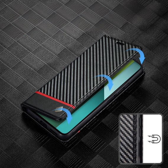 Carcasă cu clapetă pentru Xiaomi Redmi Note 13 Pro 5G, Carbon LC.IMEEKE, negru