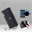 Cu clapetă pentru iPhone 14 Pro Max, Wallet Zipper Pocket, negru