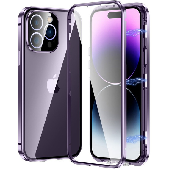 Husa pentru iPhone 15 Pro Max, Magnetic Dual Glass, violet