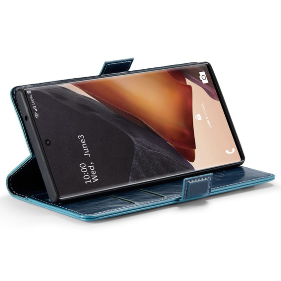 Carcasă flip CASEME pentru Samsung Galaxy Note 20 Ultra, Waxy Textured, albastru