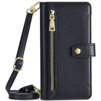 Cu clapetă pentru iPhone 14 Pro Max, Wallet Zipper Pocket, negru