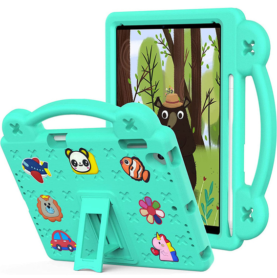 Husă pentru copii pentru iPad 9.7" 2018/2017 (6/5 gen.) / Pro 9.7" 2016, Cute Patterns, cu suport, verde