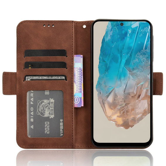 Cu clapetă pentru Samsung Galaxy M35, Card Slot, maro
