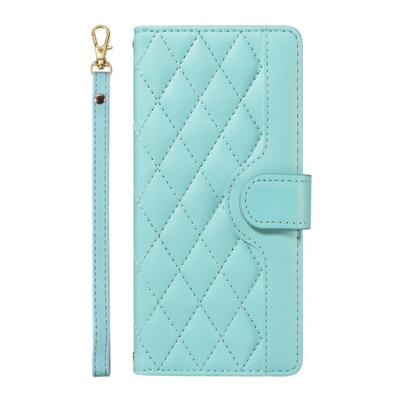 Husă cu clapetă pentru iPhone 16E, Rhombus Crossbody Leather, verde