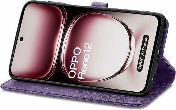 Cu clapetă pentru Oppo Reno 12, Mandala, violet
