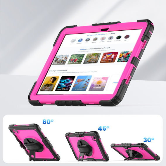 Husa blindată pentru Lenovo Tab M11, carcasă de protecție 360 cu slot pentru stylus, roz