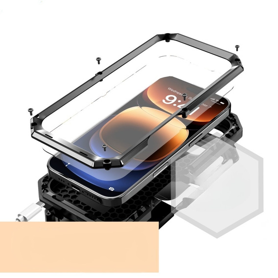 Husă pentru iPhone 16 Pro Max, R-JUST CamShield Slide, armată, negru