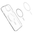 Carcasă MagSafe Spigen pentru iPhone 15, Ultra Hybrid, transparent / alb + 9H Tempered Glass