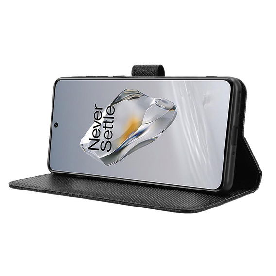Cu clapetă pentru OnePlus 12 5G, Wallet Smart Magnet, negru