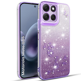 Husă pentru Motorola Moto G86 5G, Glitter Flower, violet