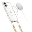 Husă cu lănțișor pentru iPhone 16, ERBORD MagSafe, transparentă + sticlă pentru ecran