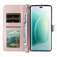 Carcasă cu clapetă pentru Honor 400 5G, Crossbody Leather Wallet, roz