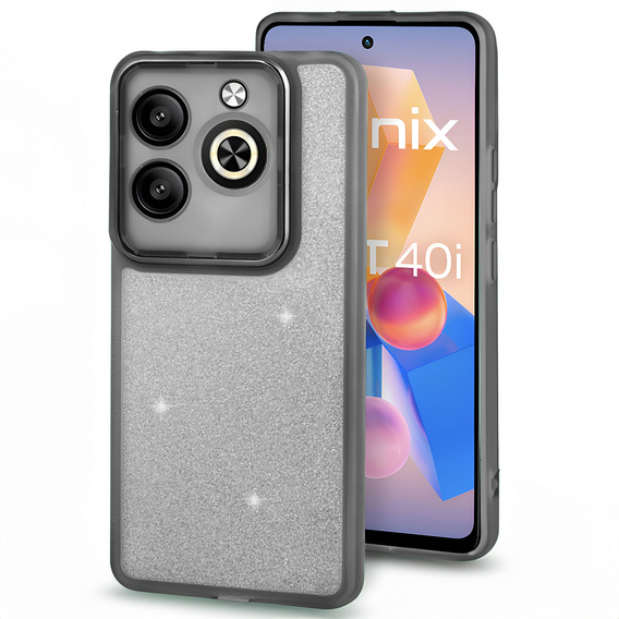 Huse pentru Infinix Hot 40i, Glittery Powder, negru