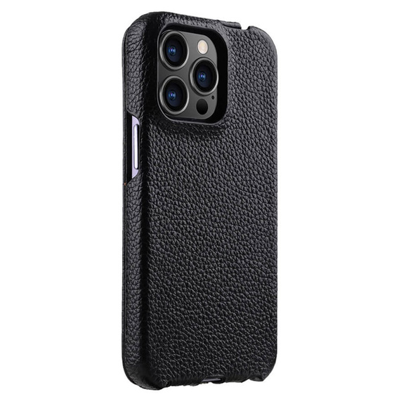 MELKCO carcasă flip pentru iPhone 15 Pro, piele, flip, negru