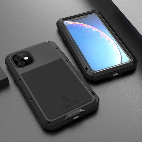 Love Mei Huse pentru iPhone 11, armored with glass, negru