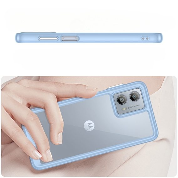 Huse pentru Motorola Moto G53 5G, Fusion Hybrid, transparent / albastru