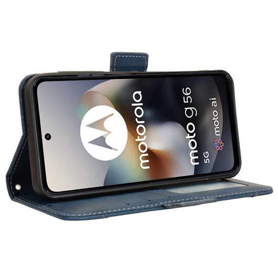 Cu clapetă pentru Motorola Moto G56 5G, Card Slot, albastru închis