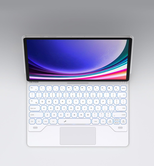 Husă tastatură pentru Samsung Galaxy Tab S7+ / S7 FE / S9+ / S8+ / S9 FE+ / S10+, Dexnor Magnetic Keyboard Touchpad, alb