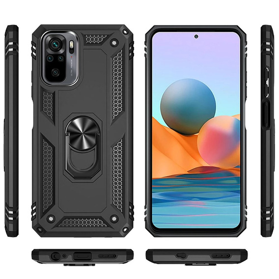 Husă blindată pentru Xiaomi Redmi Note 10/10S, Nox Case Ring, negru