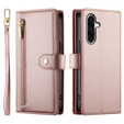 Wallet Zipper Pocket flip caz pentru Samsung Galaxy A17 5G, Wallet Zipper Pocket, portofel roz