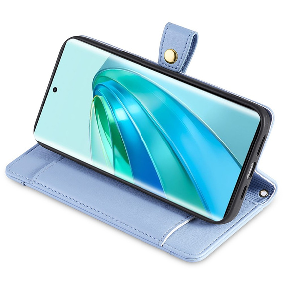 Cu clapetă pentru Honor Magic5 Lite, Wallet Zipper Pocket, albastru