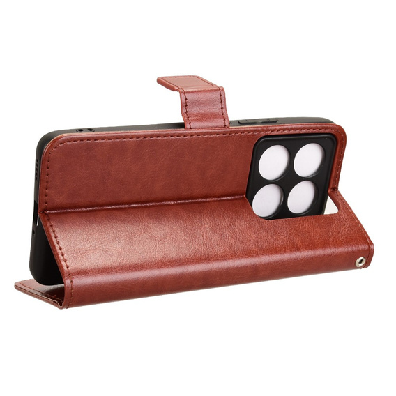 Cu clapetă pentru Xiaomi 14T Pro, Crazy Horse Wallet, maro