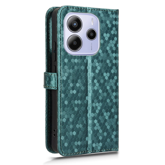 Husa cu clapetă pentru Xiaomi Redmi Note 14 4G, Wallet Rhombus, verde