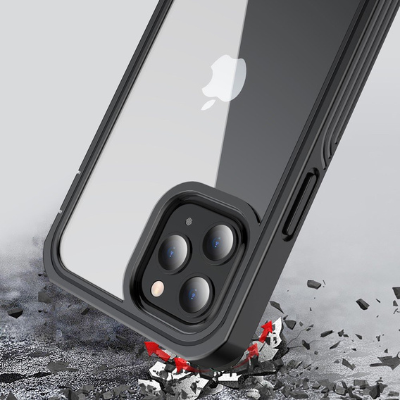 Carcasă pentru iPhone 12/12 Pro, Shockproof, cu folie, negru