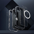 Husă pentru iPhone 16, Shockproof, cu sticlă, pentru MagSafe, negru