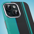 Carcasa pentru iPhone 14, Carbon Fiber MagSafe, negru / albastru