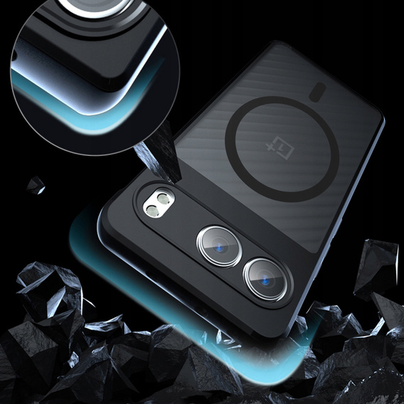 Husă pentru OnePlus Nord 4, pentru MagSafe, ERBORD Matt Case, negru + sticlă pentru ecran