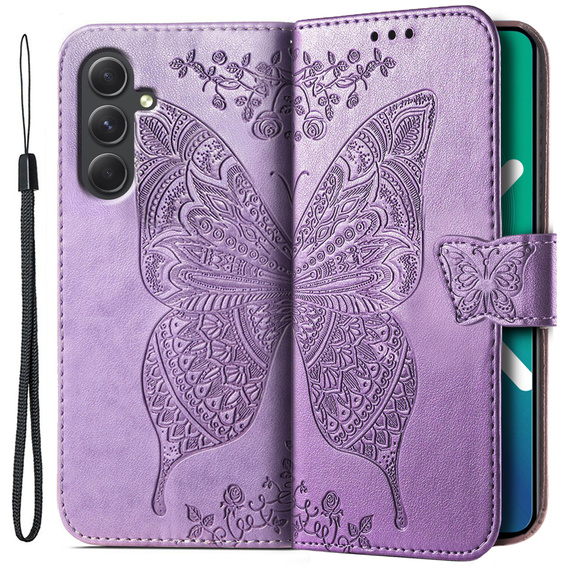 Cu clapetă pentru Samsung Galaxy A54 5G, Butterfly, violet