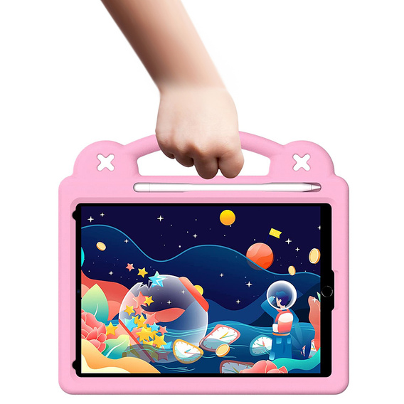 Husă pentru copii pentru iPad 10.2" 2021/2020/2019 (9/8/7 gen.) / Air 10.5" 2019 (3 gen.), Cute Patterns, cu suport, roz
