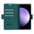Husă pentru Samsung Galaxy S23 FE, ERBORD Glossy Litchi, portofel cu clapetă, verde