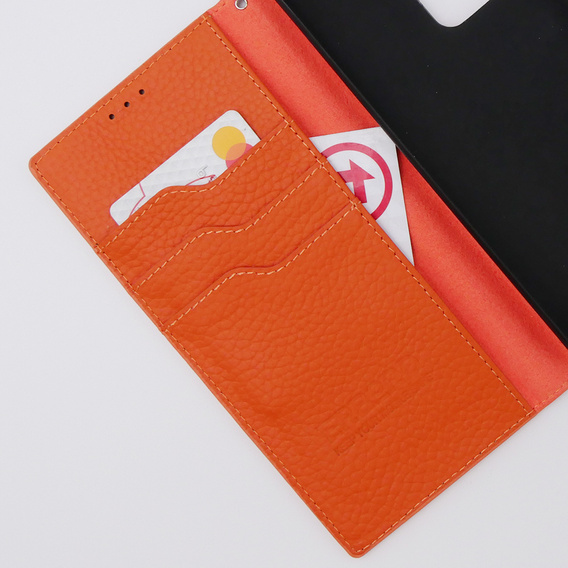 Husă din piele pentru Samsung Galaxy S20 Ultra, ERBORD Grain Leather, portocaliu