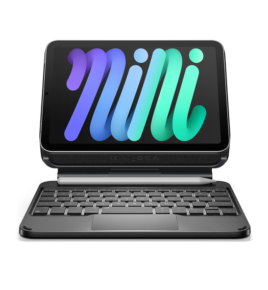 Husă cu tastatură pentru iPad mini 8,3" 2021 (generația a 6-a) / iPad mini 8,3" 2024 (generația a 7-a), tastatură magnetică Dexnor cu touchpad, negru