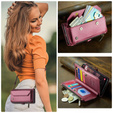 Husă CASEME pentru Samsung Galaxy A56 5G, RFID Leather Wallet, cu curea de umăr, roșu